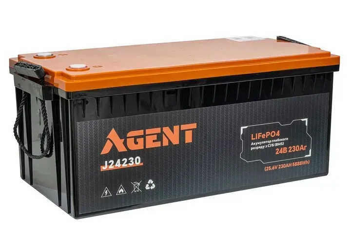 Акумулятор LiFePO4 AGENT 24V 230Ah J24230 з Bluetooth - Зображення 2